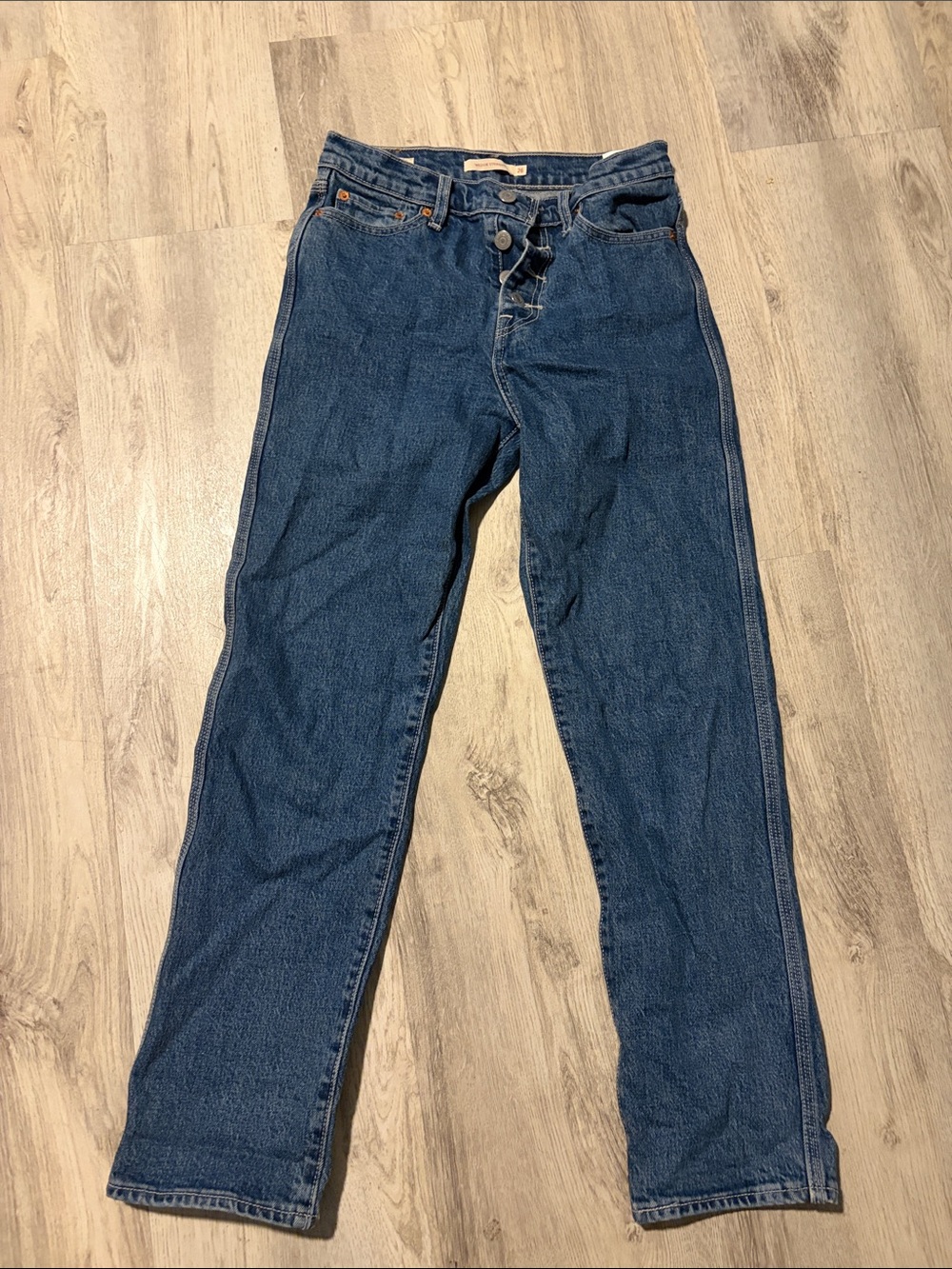 Levi's Light and Dark Blue Wedgie Straight Jeans